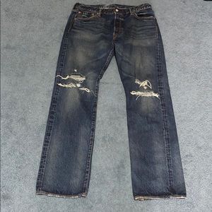 Levi 501 Ripped Blue Jeans